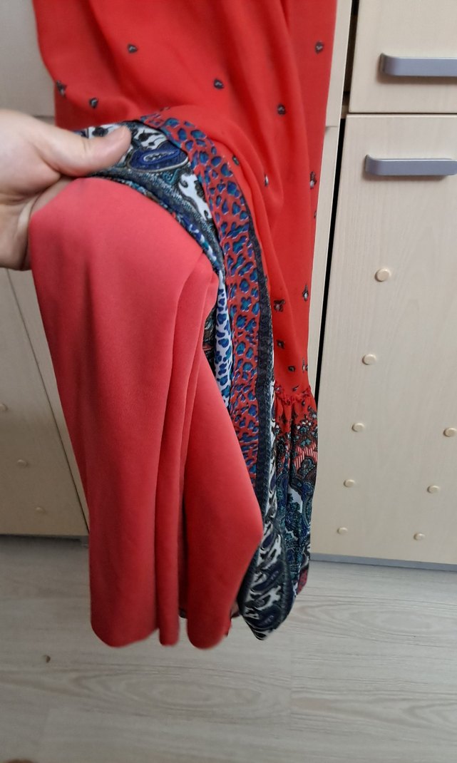 Renkli Desenli Uzun Kadın  Elbise - Görsel 5