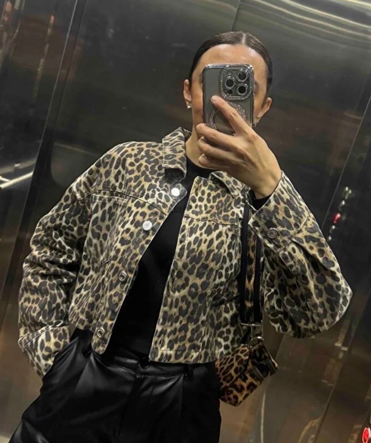 Düğmeli Leopar Desenli Kadın Ceketleri - Görsel 2