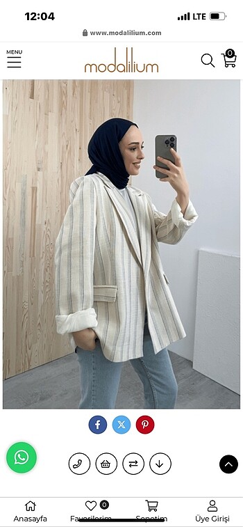 Çizgili keten blazer ceket gri