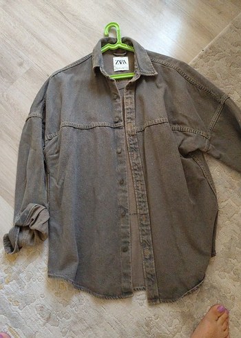 Gri Düğmeli erkak Denim Ceket
