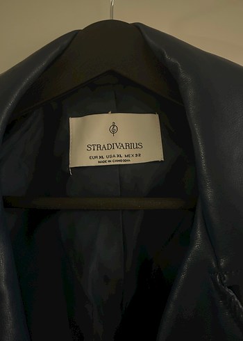 Kadın Mavi Deri Biker Ceket - Görsel 3