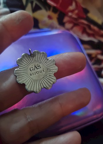 gümüş rengi Parlak Çiçekli Vintage kolye ucu - Görsel 5