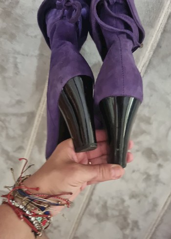 Mor Süet Yüksek Topuklu Kadın Bot - Görsel 6