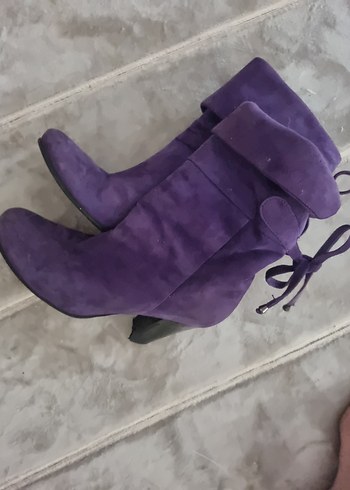 Mor Süet Yüksek Topuklu Kadın Bot - Görsel 5