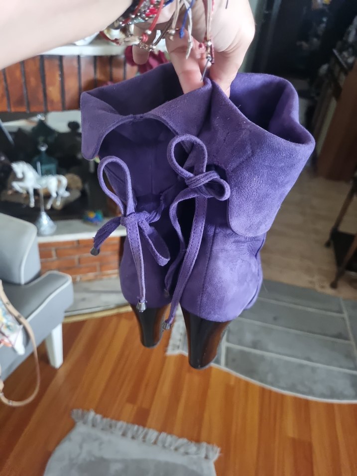 Mor Süet Yüksek Topuklu Kadın Bot - Görsel 2