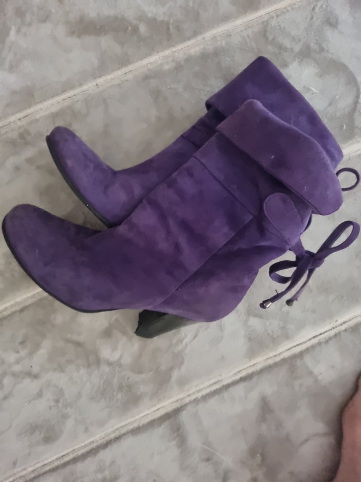 Mor Süet Yüksek Topuklu Kadın Bot - Görsel 5