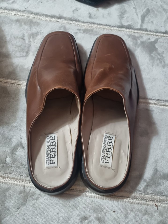 FERRE ORJINAL Parlak Kahverengi Deri Erkek Terlik 43 no - Görsel 2