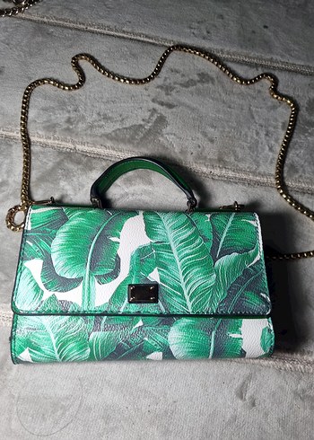 DERIMOD Yeşil Desenli Zincir Detaylı Çanta - Görsel 10