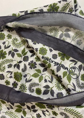 Yeşil Gri Pileli Bohem Kadın eşarp - Görsel 2