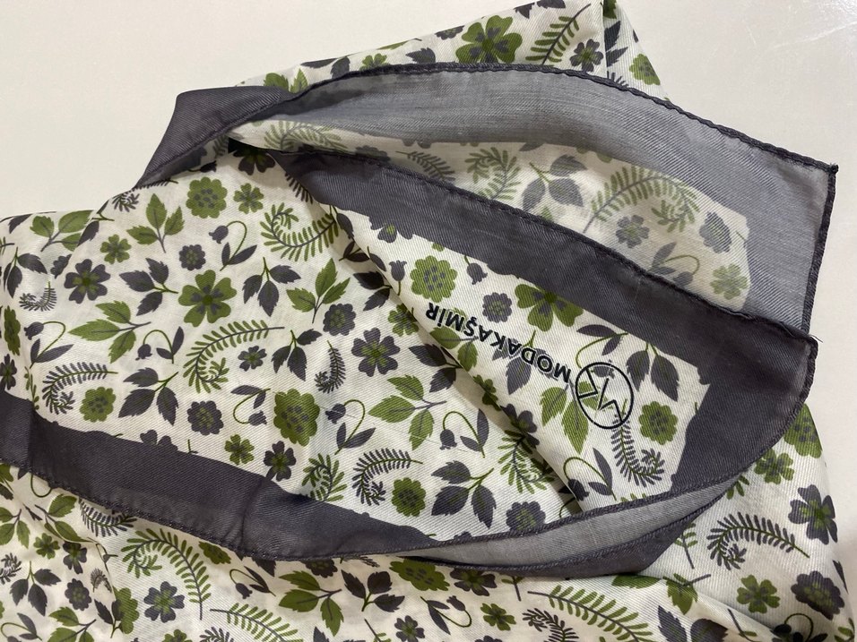 Yeşil Gri Pileli Bohem Kadın eşarp - Görsel 2