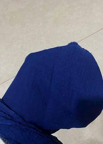 Kadın Mavi Keten Drapeli Şal - Görsel 2
