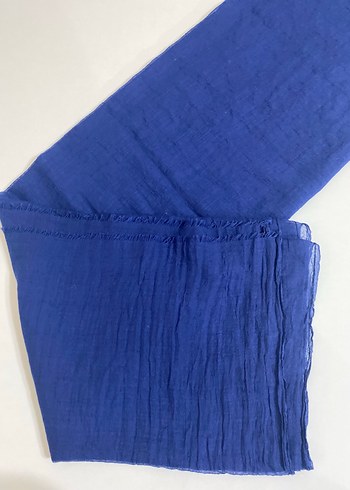 Kadın Mavi Keten Drapeli Şal - Görsel 3