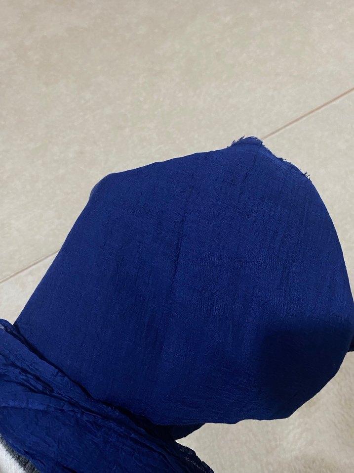 Kadın Mavi Keten Drapeli Şal - Görsel 2