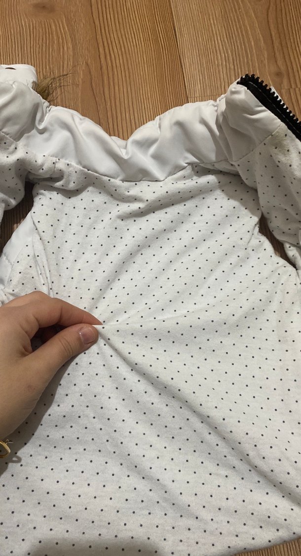 Kız erkek Çocuk Beyaz Kürklü Kapüşonlu Yelek - Görsel 3