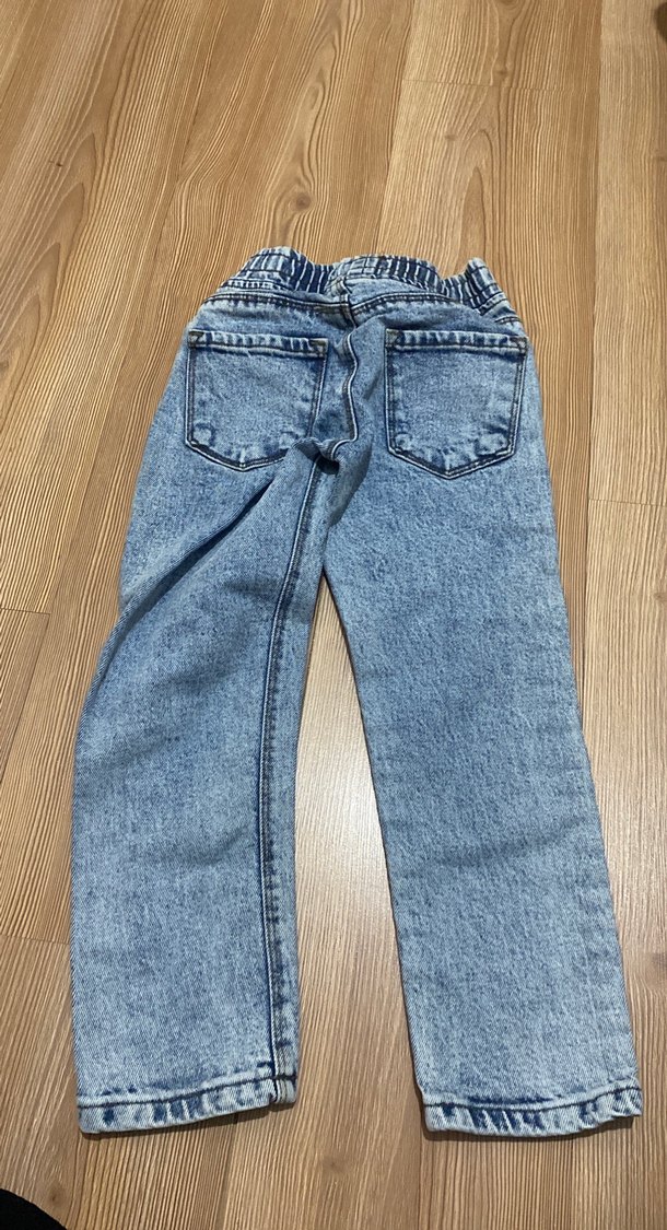 Kız erkek Çocuk Gri Bol Kesim Kot Pantolon - Görsel 2