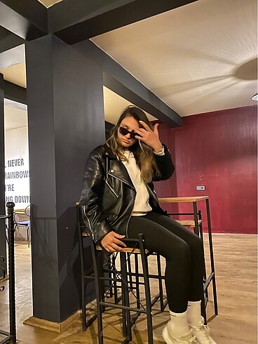 m Beden Pull&Bear oversize suni deri ceket