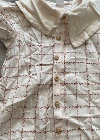 Bej Renkli Kemerli Bebek Kız Takımı - Görsel 5