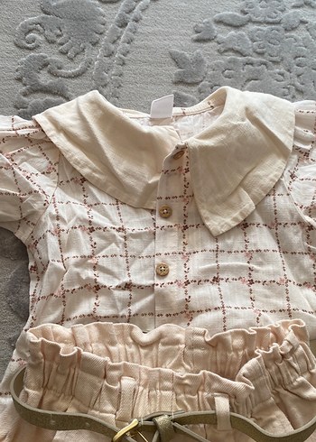 Bej Renkli Kemerli Bebek Kız Takımı - Görsel 2