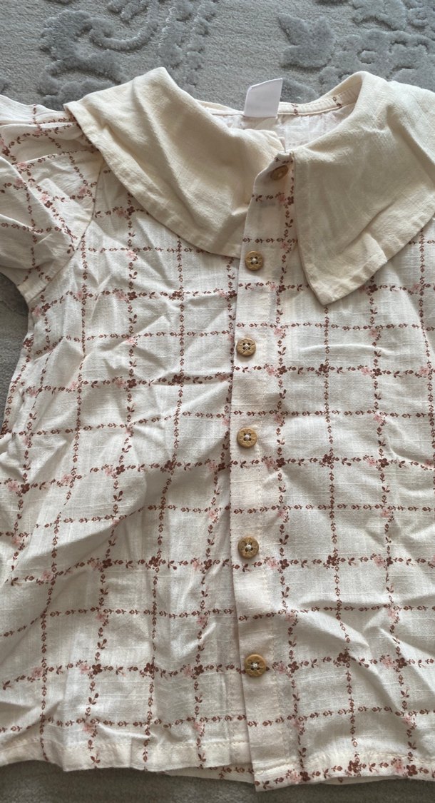 Bej Renkli Kemerli Bebek Kız Takımı - Görsel 5