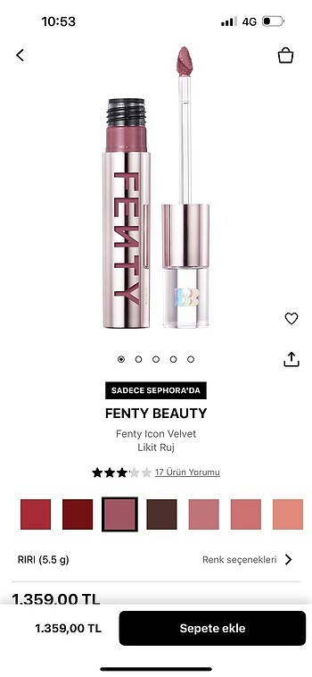 Fenty velvet lıkıt ruj