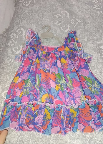 Renkli Fırfırlı Kolsuz Kız Çocuk Elbisesi - Görsel 4