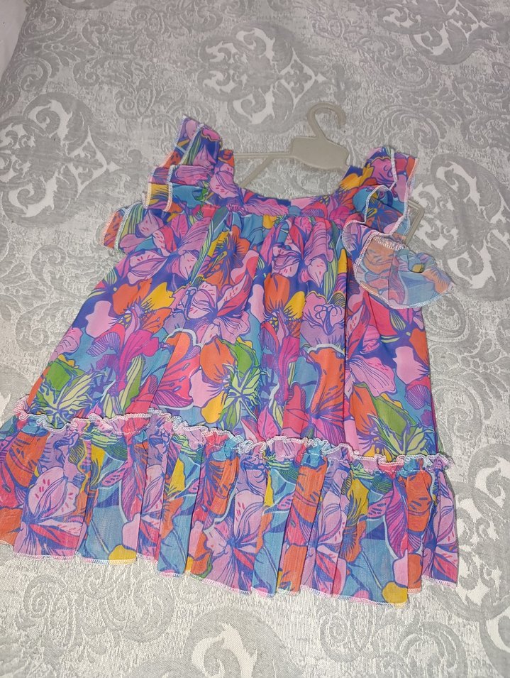 Renkli Fırfırlı Kolsuz Kız Çocuk Elbisesi - Görsel 3
