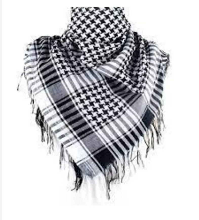 Siyah Desenli Kadın Sokak Stili Şal - Görsel 2