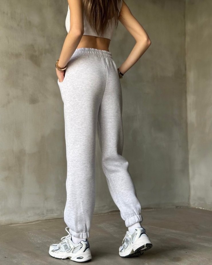 Gri Kadın Pamuklu Rahat Kesim Eşofman - Görsel 2