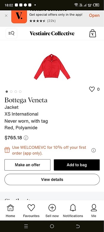 m Beden kırmızı Renk Bottega Veneta Spor Ceket