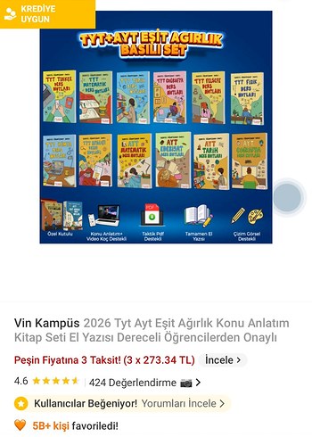 Vin Kampüs 2026 TYT AYT Eşit Ağırlık Kitap Seti