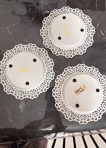 Vintage Dantel Desenli Beyaz Tabak Seti - Görsel 3