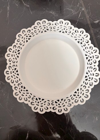 Vintage Dantel Desenli Beyaz Tabak Seti - Görsel 2