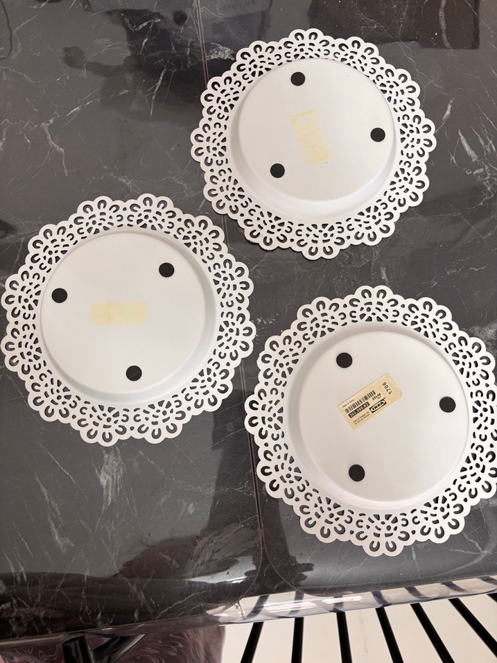 Vintage Dantel Desenli Beyaz Tabak Seti - Görsel 3