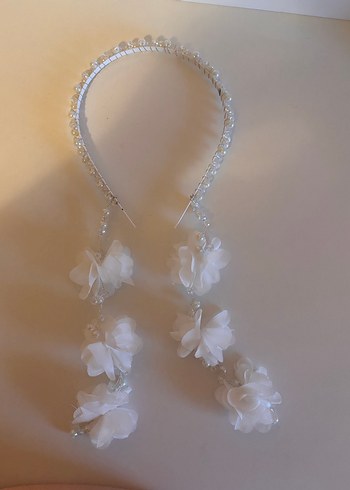 İnci Boncuklu Beyaz Bohem Saç Aksesuarı - Görsel 3