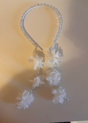 İnci Boncuklu Beyaz Bohem Saç Aksesuarı - Görsel 4