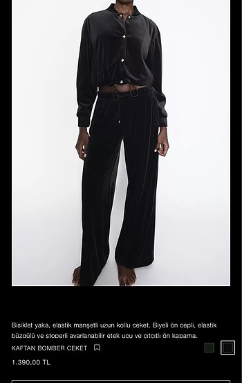 Zara Zara Kadife bomber ceket