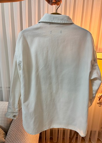 Düğmeli Beyaz Pamuklu Kadın Gömlek - Görsel 2