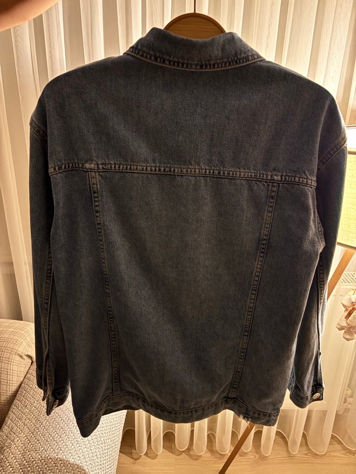 Gri Düğmeli Kadın Denim Ceket - Görsel 2