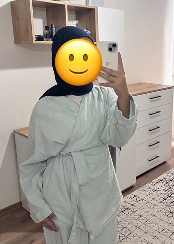 Bebek mavisi kimono takım kemerli - Görsel 2