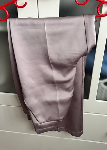 Manuka takım saten kimono, kemer ve saten pantolon vizon - Görsel 3