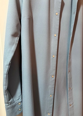 Düğmeli Uzun Kot Ceketi - Görsel 2