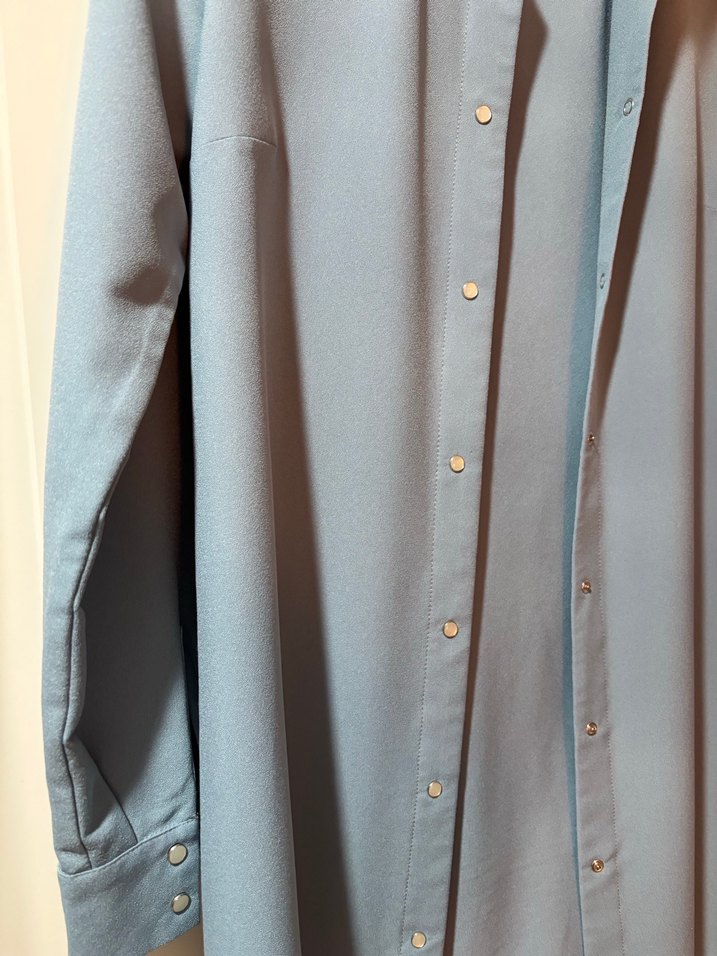 Düğmeli Uzun Kot Ceketi - Görsel 2