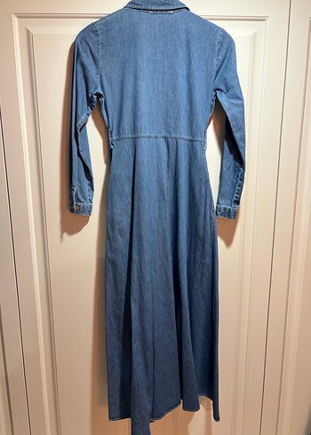 Düğmeli Uzun Kot Elbise - Görsel 3