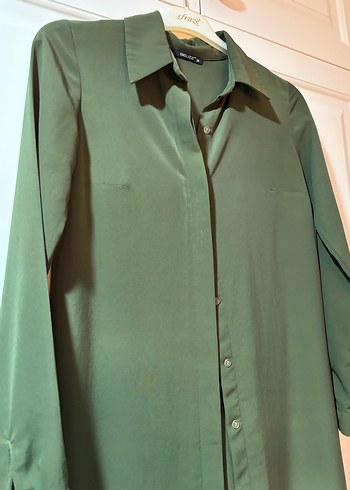 Düğmeli Uzun Kollu Haki Tunik - Görsel 2