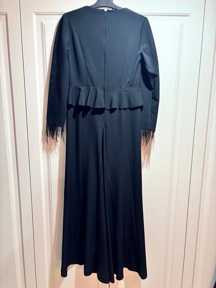 Uzun Kollu Siyah Uzun Elbise - Görsel 3