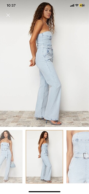 Trendyol & Milla Kemerli straplez denim tulum
