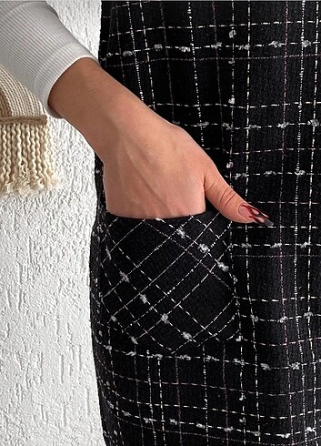 Salopet ekose bahçıvan tulum elbise - Görsel 5