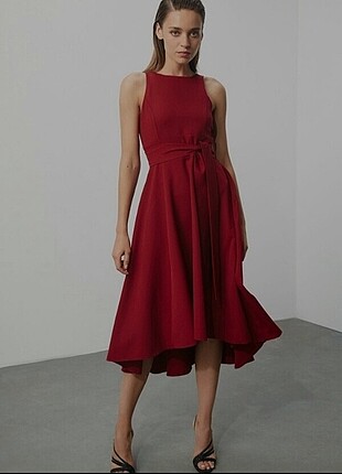 Bordo abiye elbise midi