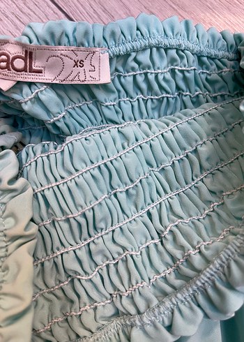 Kadın Turkuaz Mini Straplez Kemerli Tulum - Görsel 5