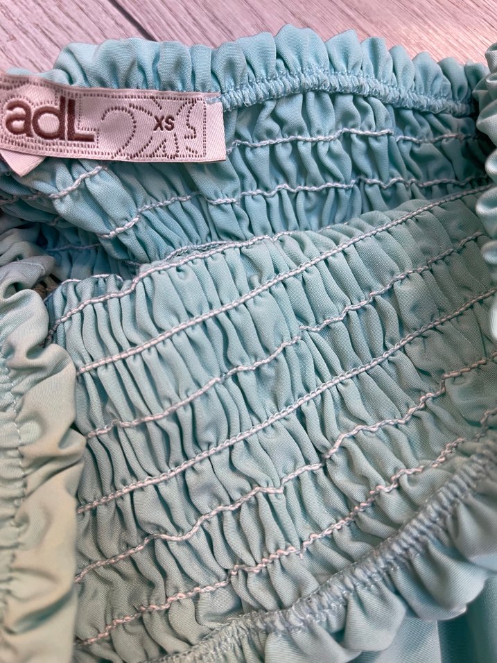 Kadın Turkuaz Mini Straplez Kemerli Tulum - Görsel 5